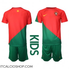 Portogallo Prima Maglia Bambino Mondiali 2022 Manica Corta (+ Pantaloni corti)